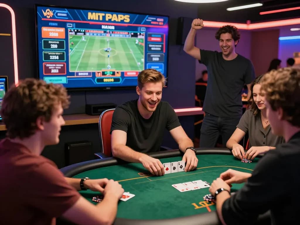 Exciting scene of players engaging on trang chủ Goal123's online gambling platform, showcasing a vibrant gaming atmosphere with diverse participants.