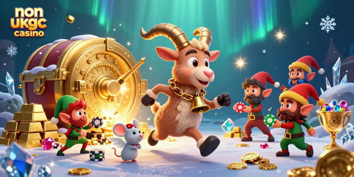 Experience thrilling gameplay at a non ukgc casino featuring festive characters and rich game elements.