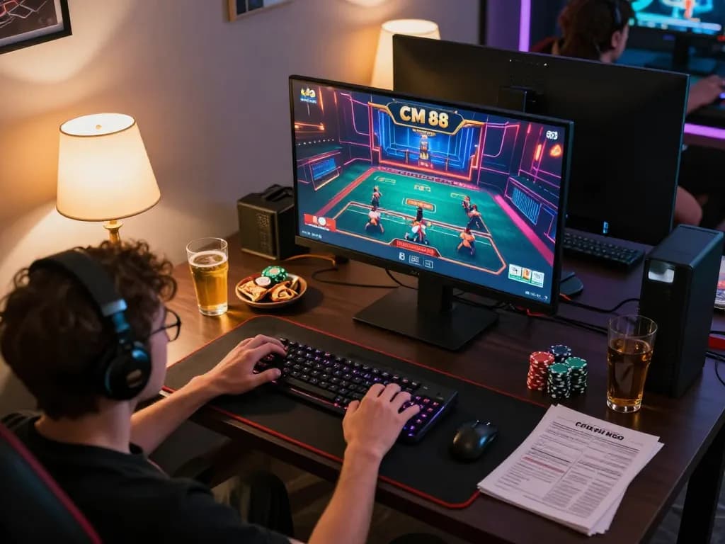 Engaging gameplay on CM 88 displayed on a desktop in a cozy home setup