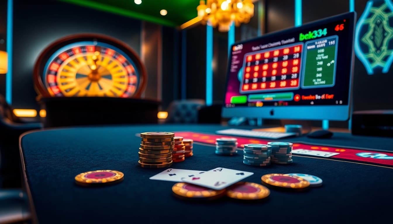 Engage with thrilling gameplay at bk33's luxurious online casino experience featuring vibrant roulette.