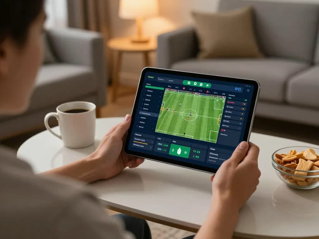 Engaging in FUN79 bet while using a tablet for dynamic online sports betting.