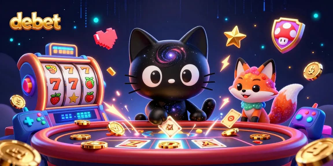 Experience the debet casino action with fun characters and vibrant slot game elements.