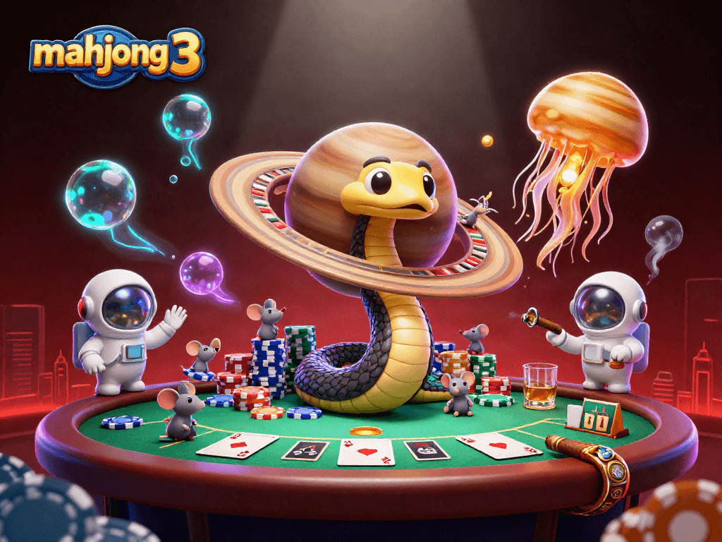 Engage in mahjong 3 with a thrilling cosmic twist and dynamic casino elements.
