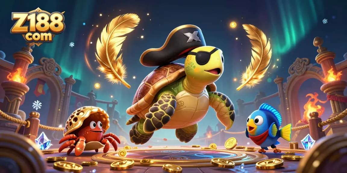 Experience thrilling adventures at Z188 com with our vibrant 3D pirate-themed casino illustration.