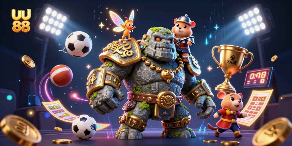Experience the thrill of uu 88 with a magical scene featuring animated characters and sports elements.