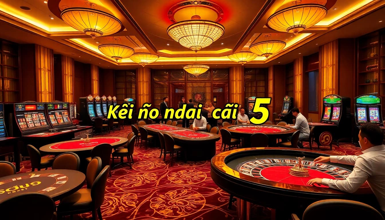 Kèo nhà cái 5 showcased in an exciting casino scene with vibrant gaming tables and thrilling atmosphere.