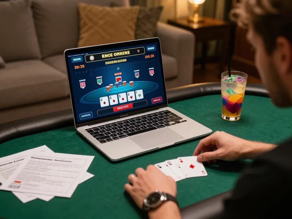 TR88 player enjoying live poker at home, highlighting strategic gameplay and cozy atmosphere