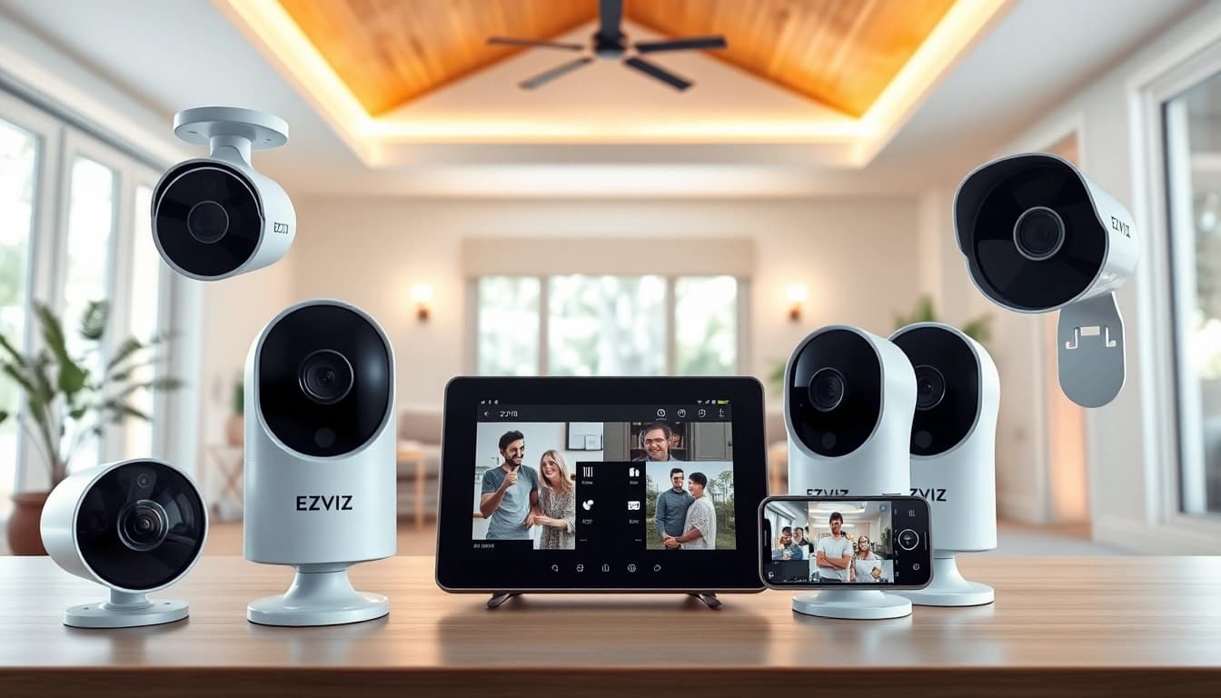 Cámaras EZVIZ que muestran soluciones de seguridad modernas para hogares y empresas.