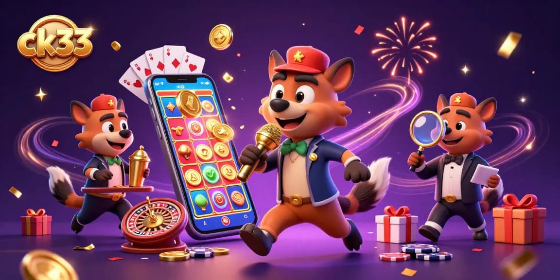 Engage in thrilling gaming at ck33 with a vibrant comedy casino scene featuring lively hyenas.