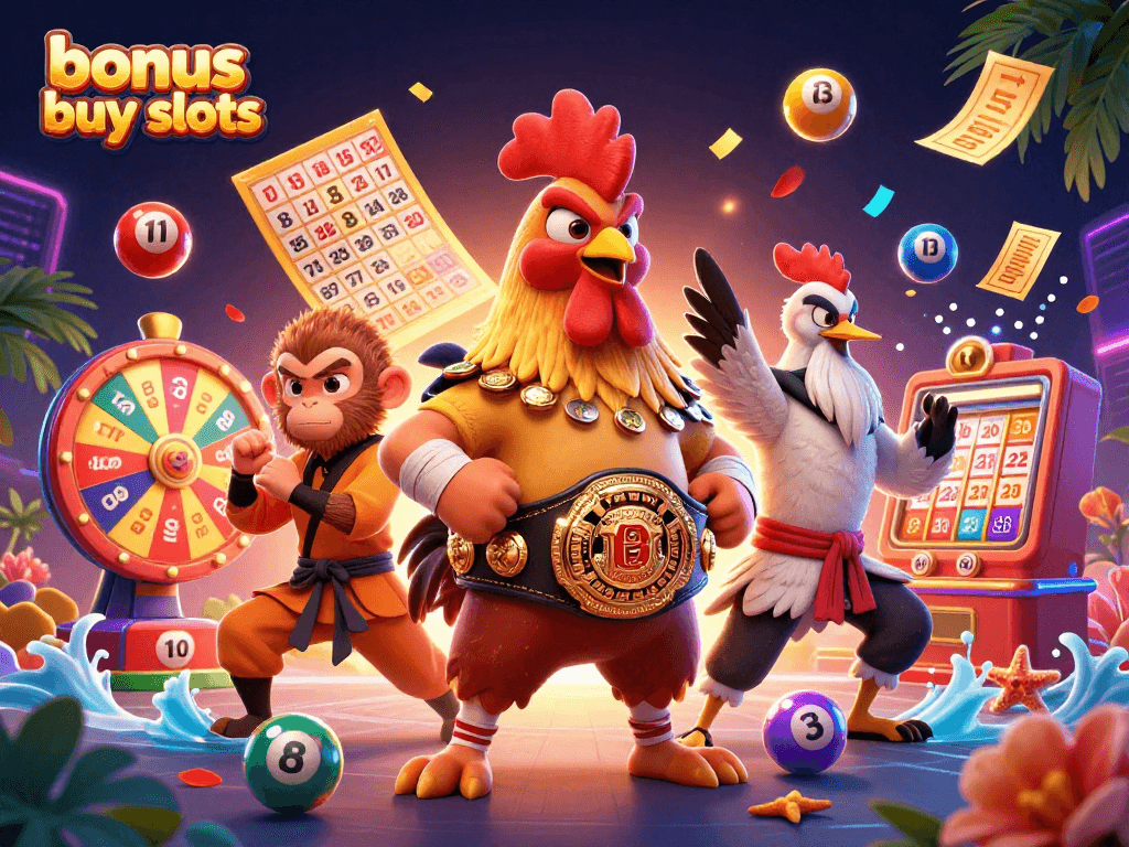 Experience thrilling bonus buy slots with vibrant characters and dynamic casino elements.