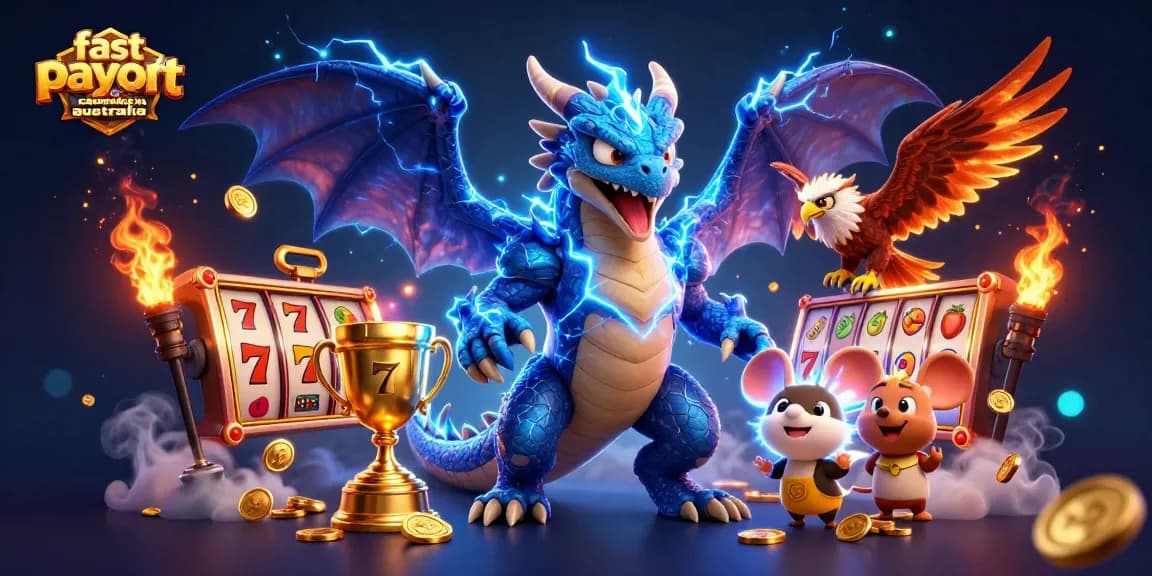 Experience fast payout casinos in Australia with captivating slot game elements and dynamic characters.