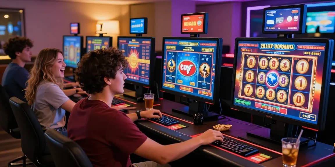 Engaged players enjoying games at casinos that accept credit cards, showcasing vibrant online casino atmosphere and exciting game options.