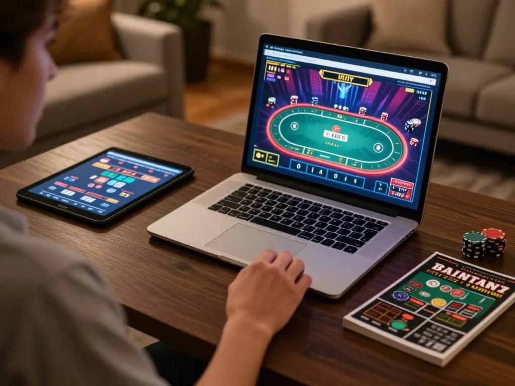 Player enjoying an exhilarating poker game on 98win online casino setup, showcasing vibrant graphics and strategic gameplay