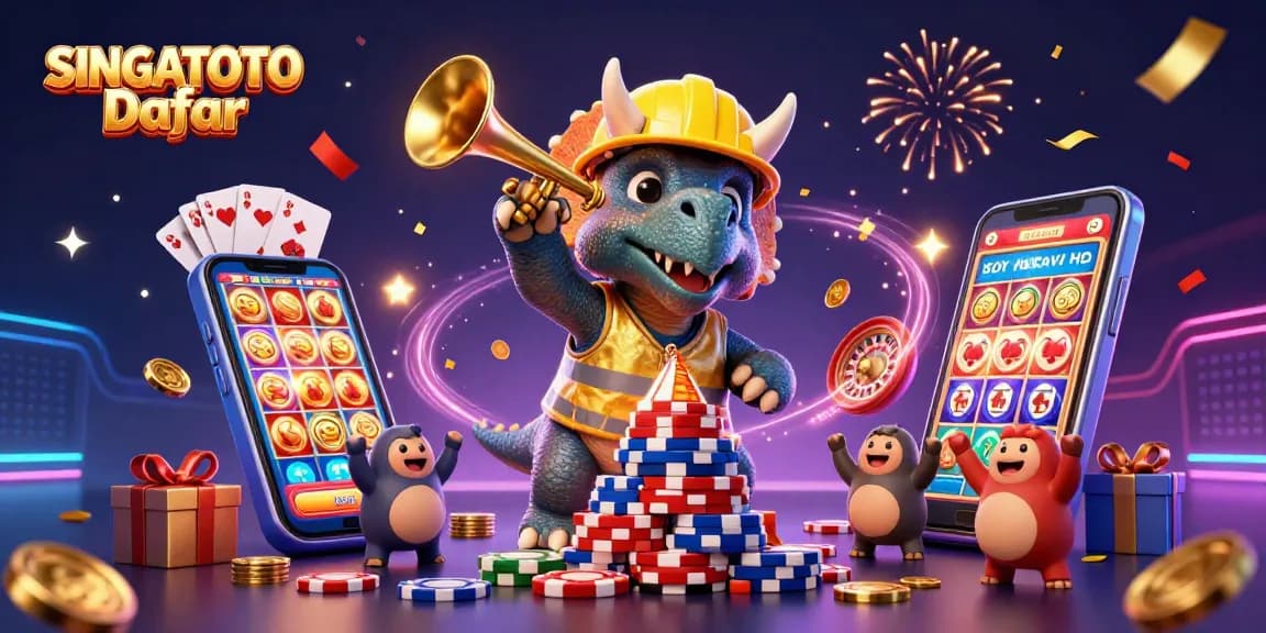 Gambarkan keseruan di SINGATOTO Daftar dengan triceratops membangun piramida chip poker.