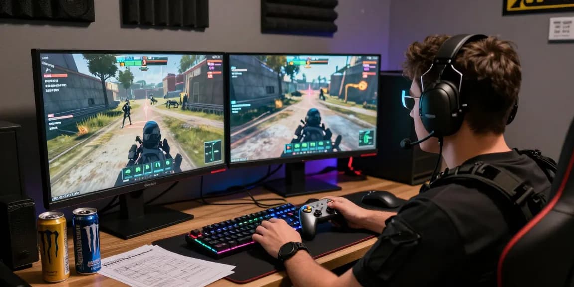ArmA 3 Hack gameplay scene with cheat overlays and gamer setup