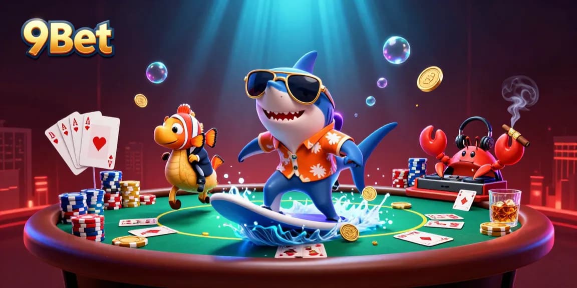 Surf exciting gambling experiences at 9Bet with a lively underwater casino scene