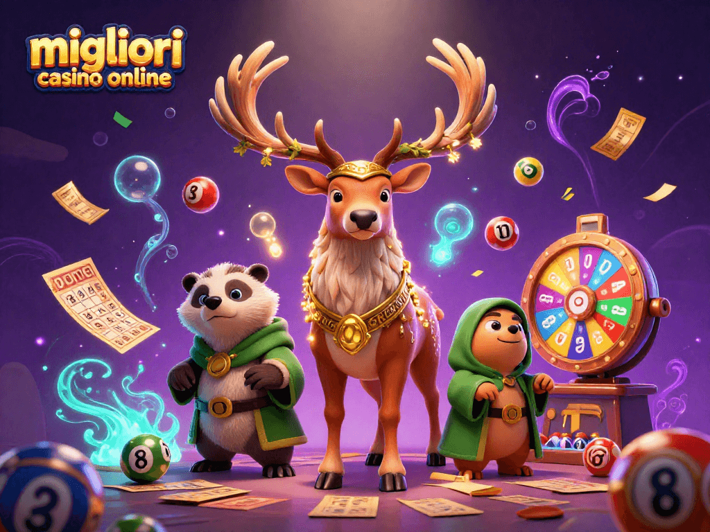 Esplora i migliori casino online attraverso un'illustrazione ricca di dettagli 3D che presenta l'emozione del gioco.