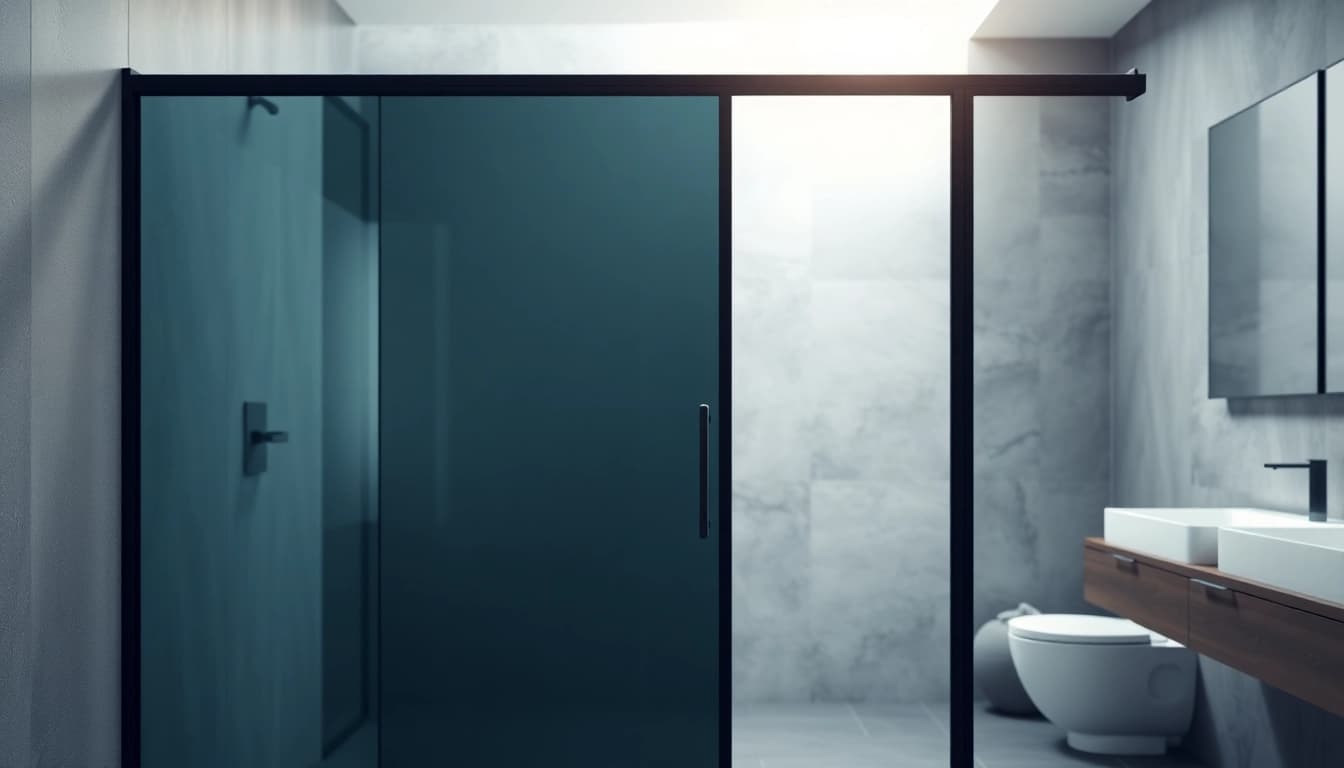 Enhance your bathroom style with a modern black shower sliding door, emphasizing sleek design features.