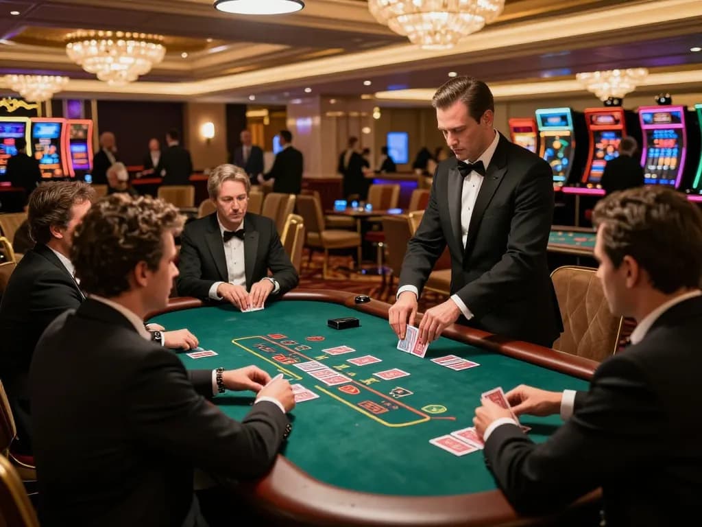 FLY88 invites you to engage in high-stakes blackjack at an upscale casino table.