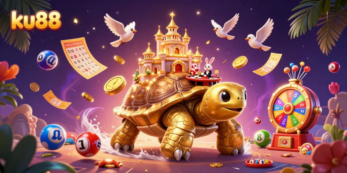Win at ku88 with thrilling games featuring a gigantic tortoise casino and colorful lottery elements.