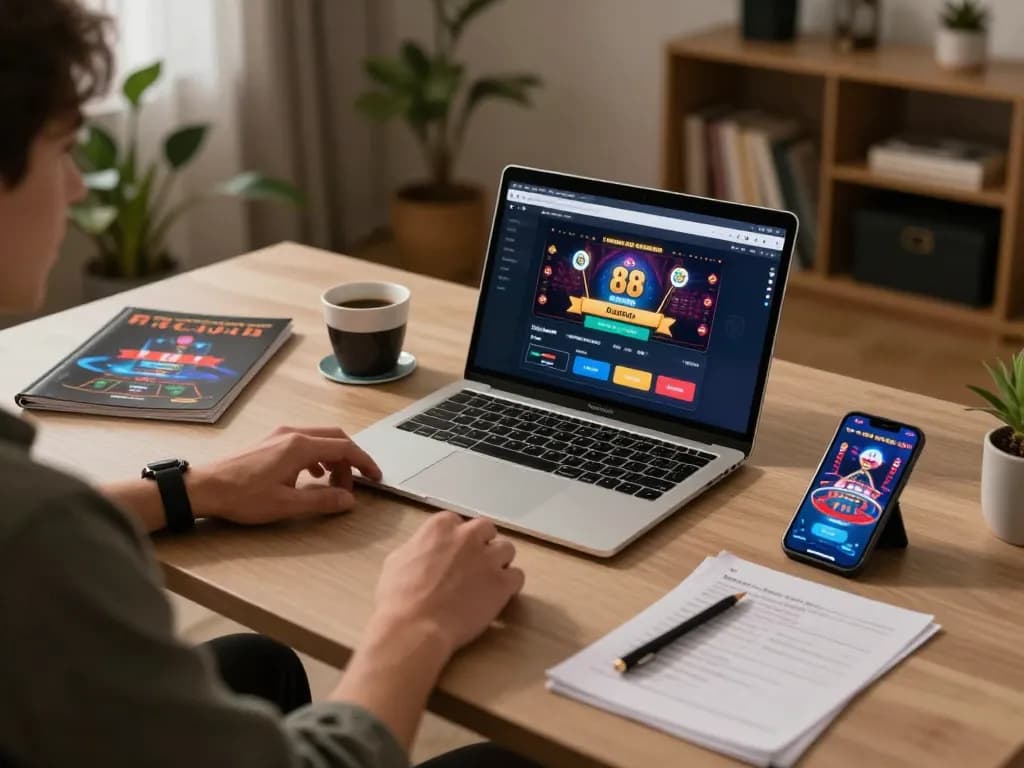 Engaging with sc88 online casino games while enjoying a cozy home environment.