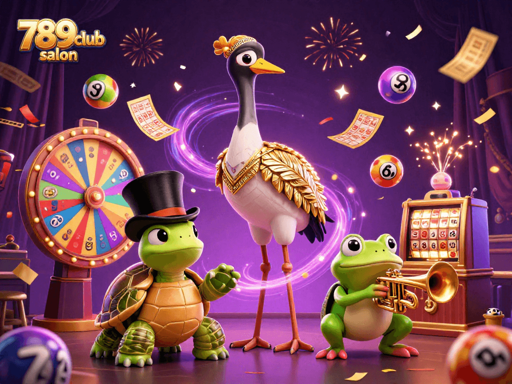 Experience fun and excitement with 789club salon at this vibrant 3D casino illustration.