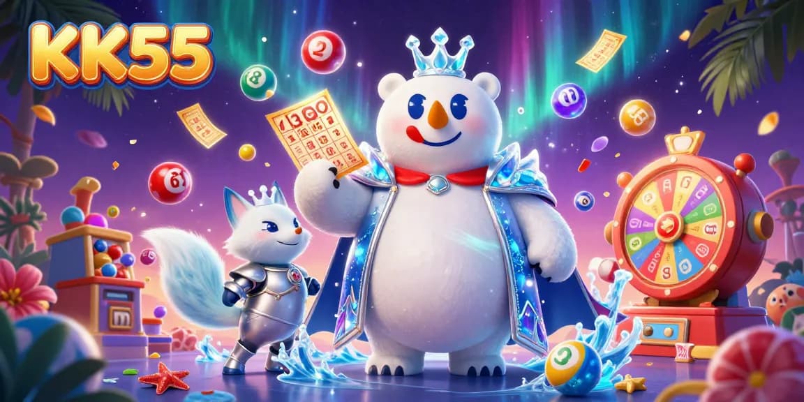 Experience the excitement of KK55 with vibrant lottery balls and immersive casino themes.