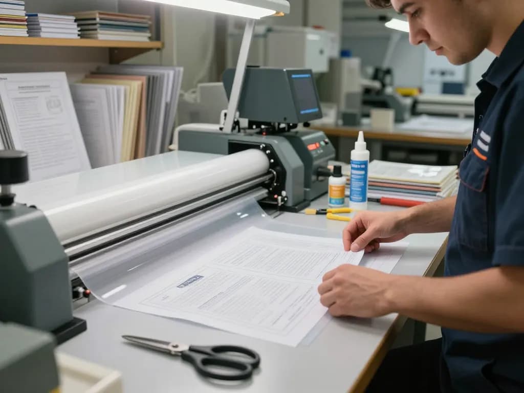 bóc giấy ép plastic service with technician carefully removing lamination from important documents in a professional workshop