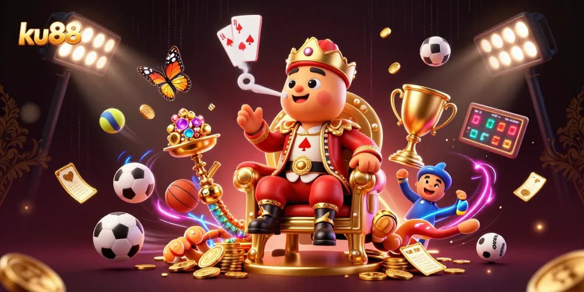 Experience winning strategies with ku88's captivating casino illustration featuring vibrant gaming elements.