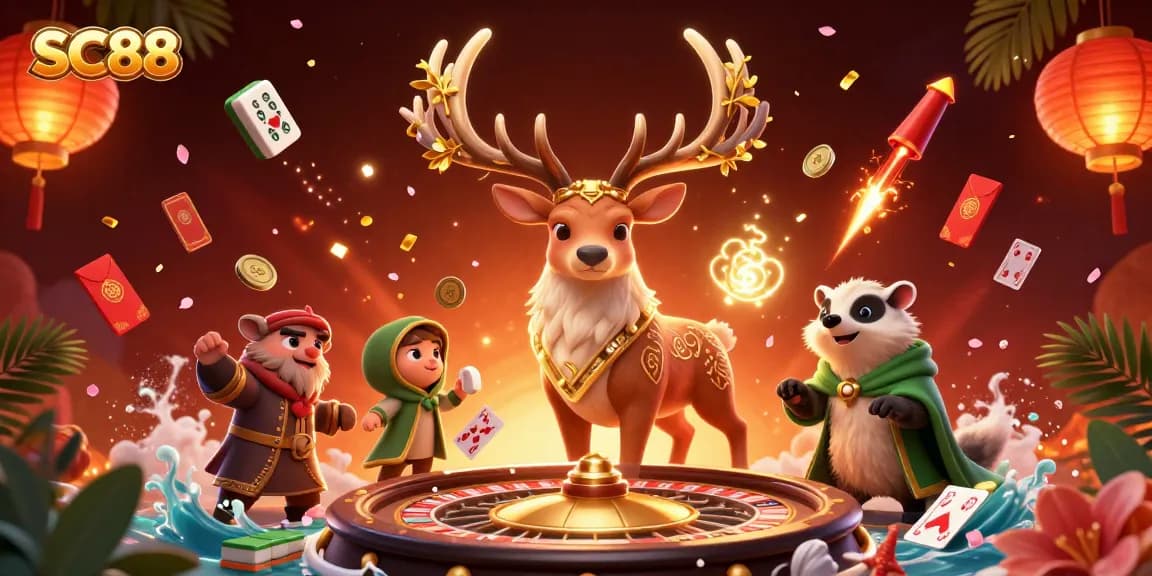 Win big at SC88 with immersive casino action featuring roulette wheels and vibrant gaming elements.
