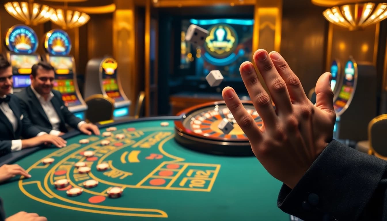 Experience thrilling gameplay at VSWIN's casino table with dice rolling excitement.