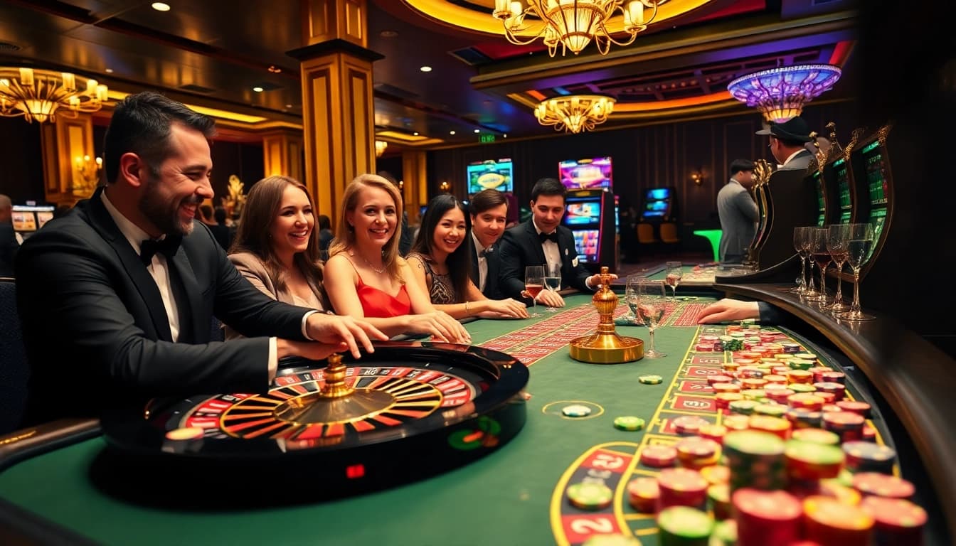 Experience the excitement of gaming at PS 99 with vibrant casino tables and modern slot machines.