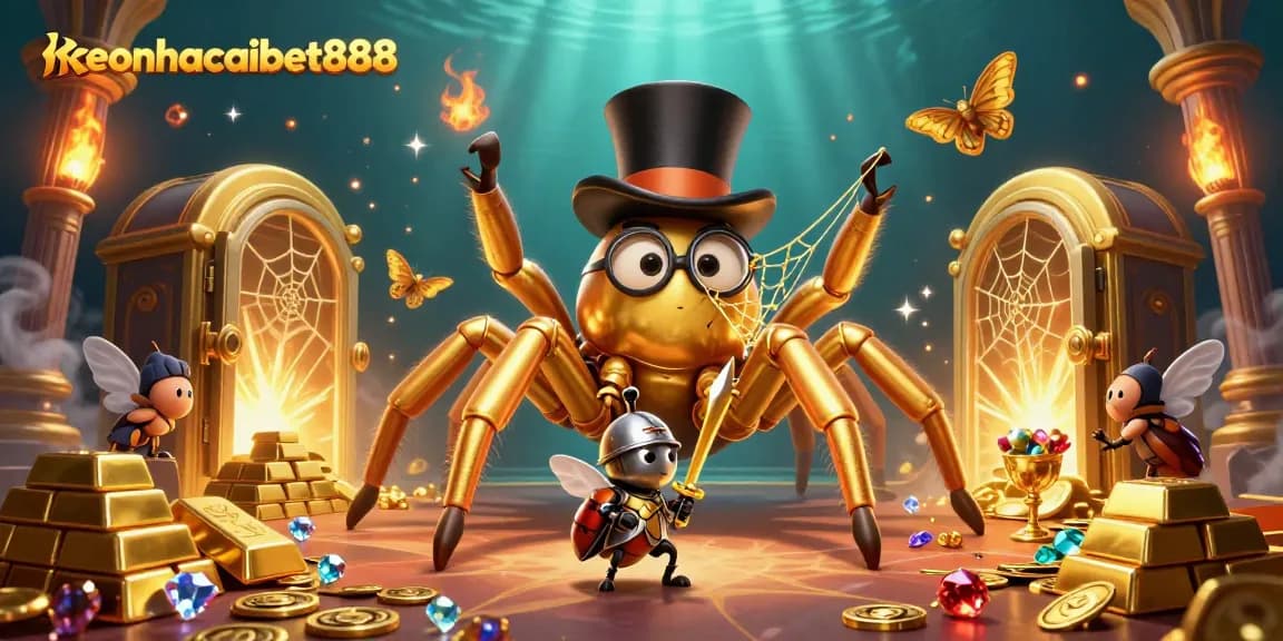 Experience thrilling gameplay at keonhacaibet888, featuring a vibrant 3D casino scene full of treasures.