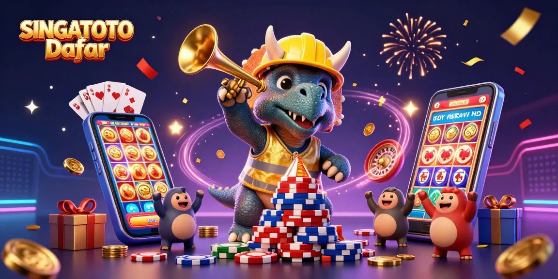 Gambarkan keseruan di SINGATOTO Daftar dengan triceratops membangun piramida chip poker.
