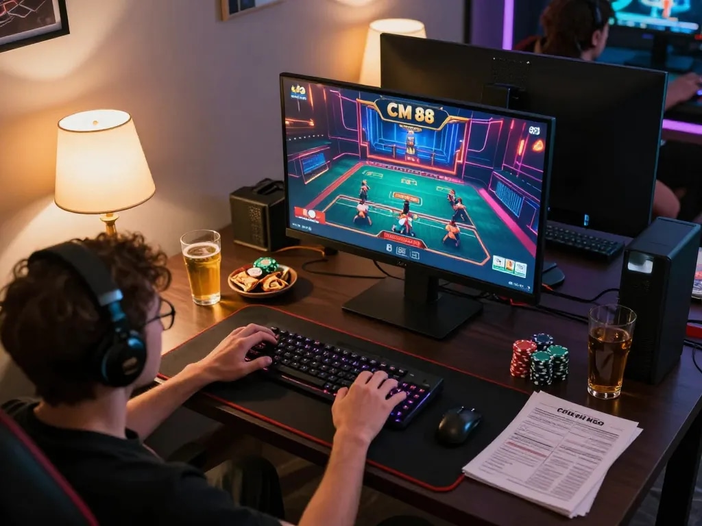 Engaging gameplay on CM 88 displayed on a desktop in a cozy home setup