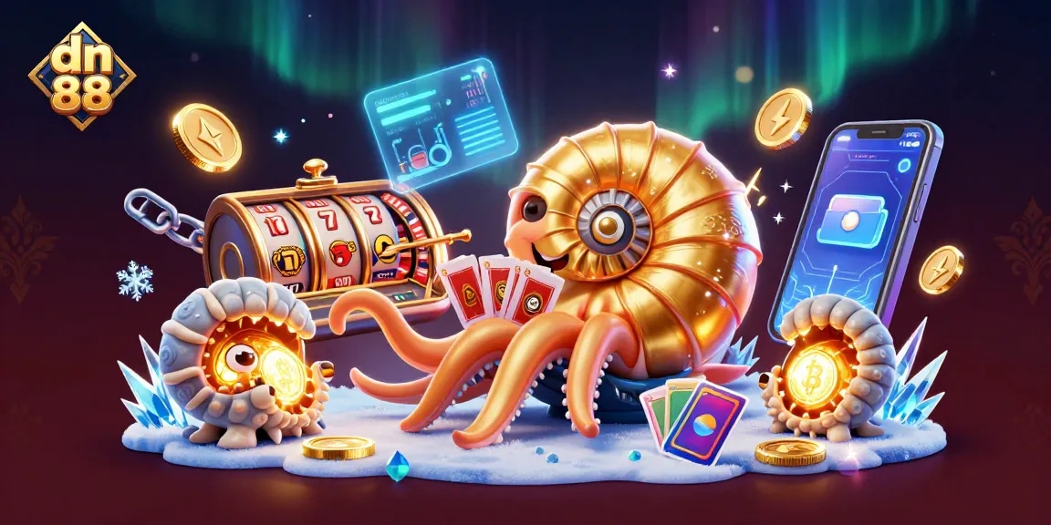 Engage with the vibrant world of dn 88 through a detailed casino scene featuring ancient nautilus and glowing coins.