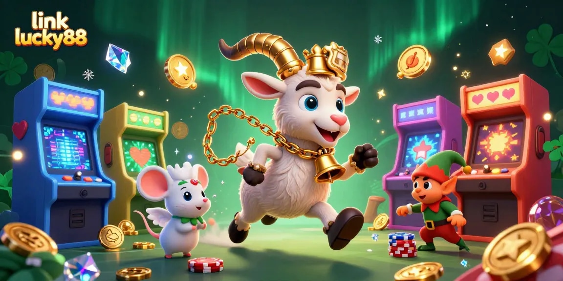 Link lucky88 showcases a festive holiday-horror casino scene with Krampus and lively characters.