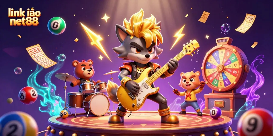 Experience the thrill of link vào net88 as the rock star wolf and drummer bear captivate on stage.