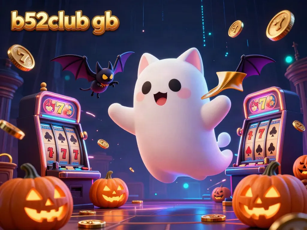 Engage with vibrant gameplay at b52club gb featuring a friendly ghost cat and dynamic casino elements.