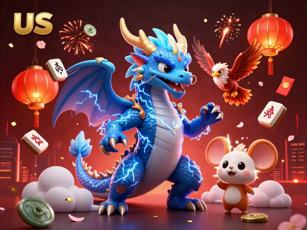 Experience thrilling gameplay with us in an engaging 3D thunder dragon casino illustration.