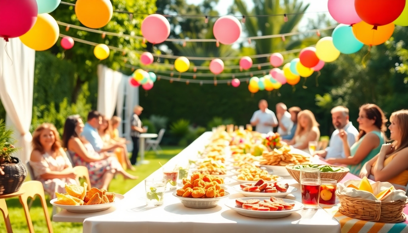 Enjoying Outdoor Party Rentals with a vibrant decorative setup and festive atmosphere.