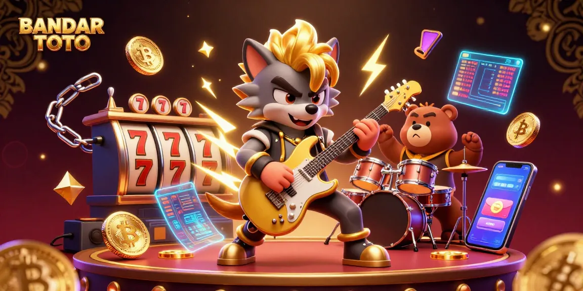 BANDAR TOTO elevates the gaming experience with dynamic slot reels surrounded by vibrant 3D characters.