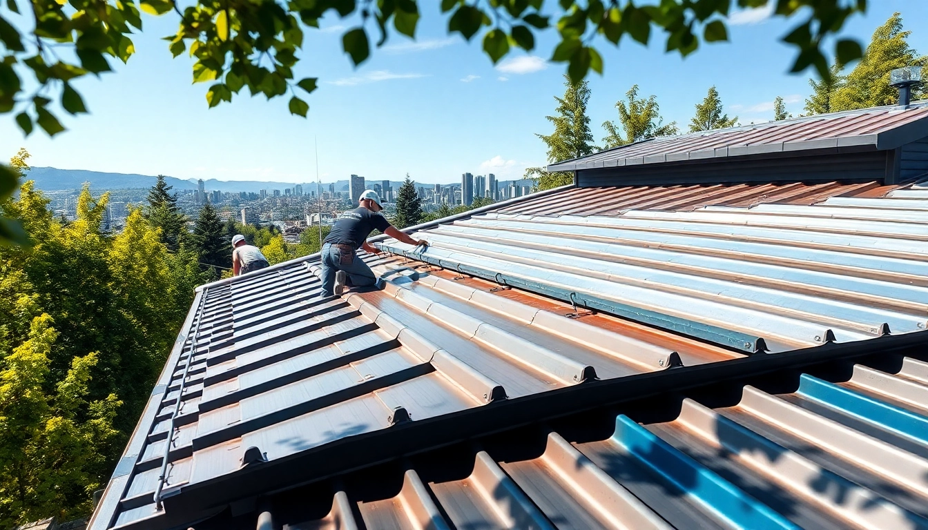 Installing high-quality metal roofing in Vancouver on a modern home.