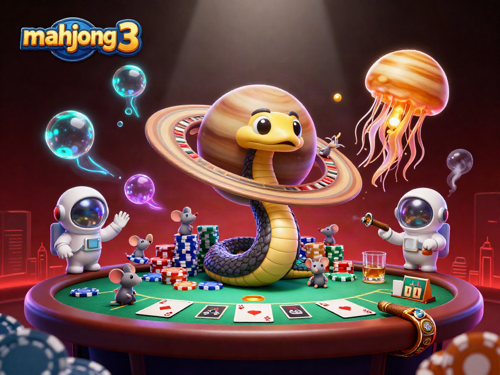 Engage in mahjong 3 with a thrilling cosmic twist and dynamic casino elements.