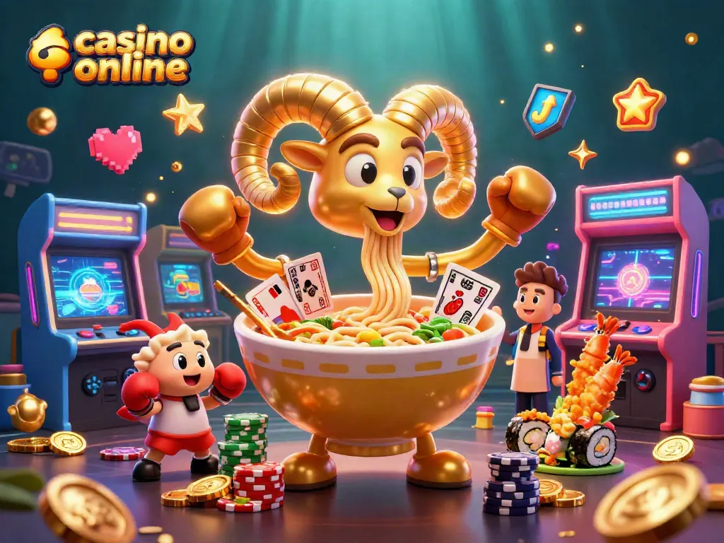 Juega en un emocionante casino online con una escena vibrante de personajes y juegos dinámicos.
