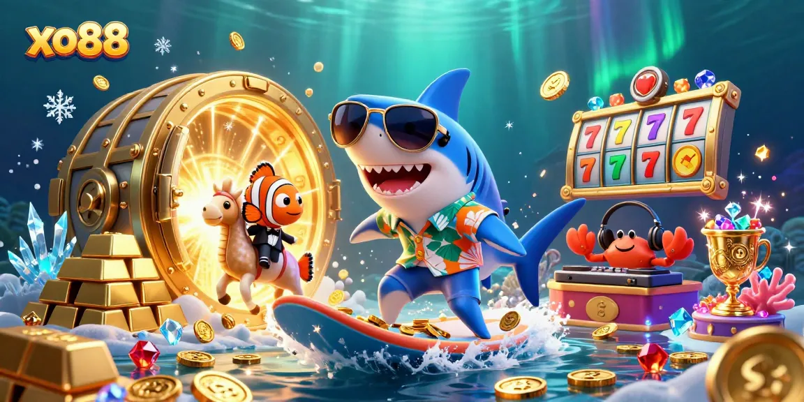 Experience the thrill of xo88 with vibrant illustrations of casino elements and dynamic characters.