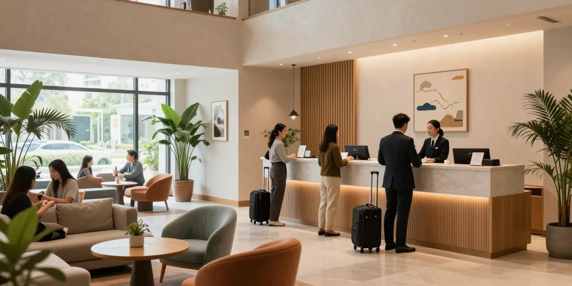 ROKOK88 hotel lobby with welcoming staff and guests enjoying a comfortable atmosphere.