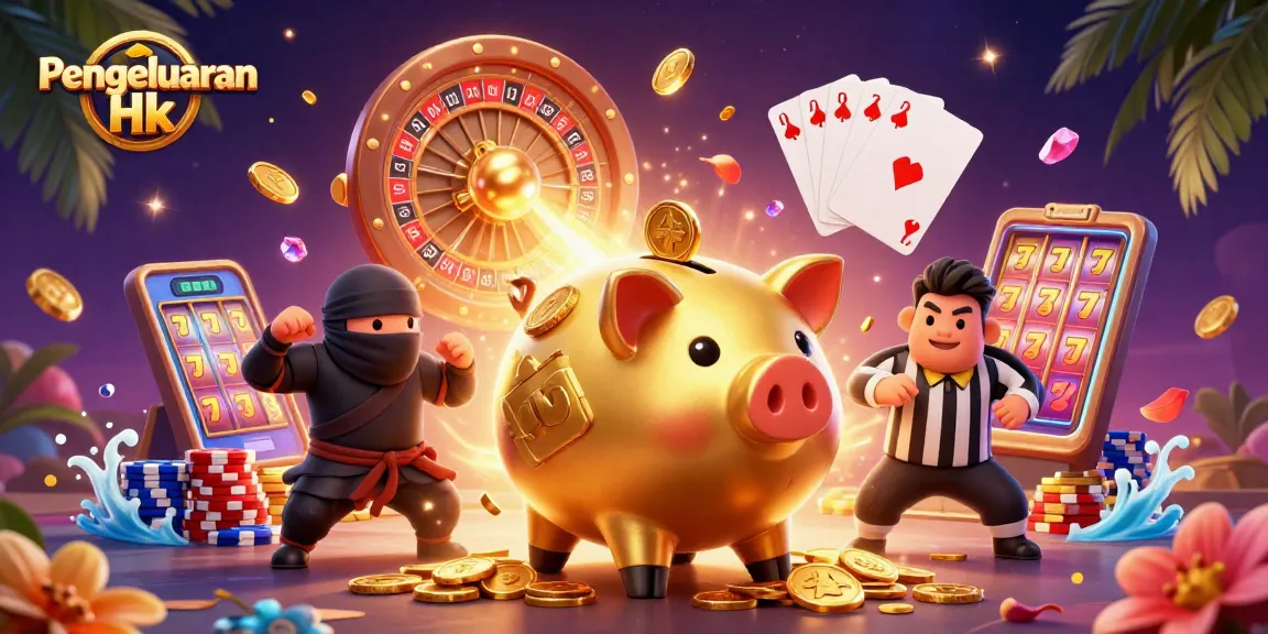 Experience Pengeluaran Hk results live with a vibrant 3D casino-themed illustration showcasing dynamic characters.