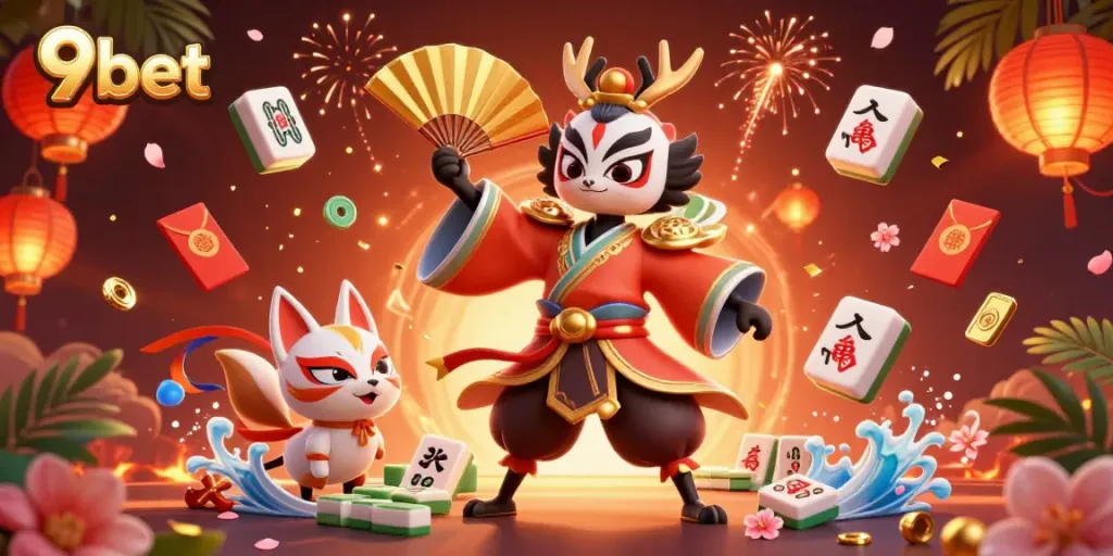 Experience exciting gameplay and promotions at 9bet, featuring vibrant casino elements and engaging characters.