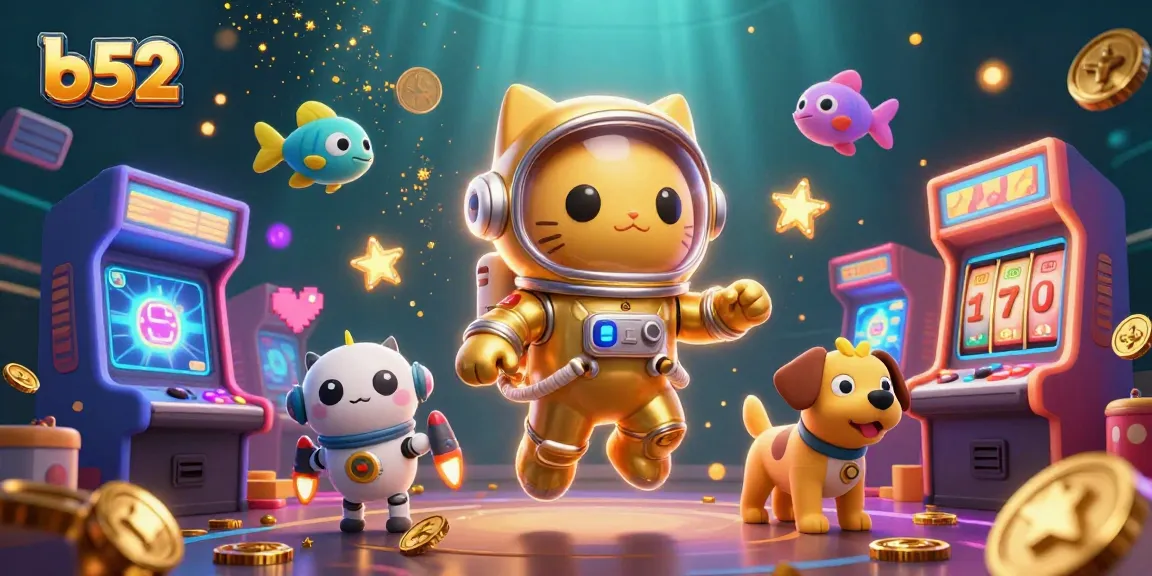 Experience vibrant gaming with b52 in a captivating 3D casino galaxy, showcasing rich symbols and dynamic characters.